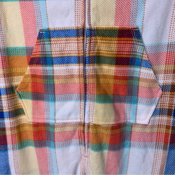 CAT & JACK Girls' Printed Union Suit Onesies Fleece Plaid Pajamas w. Hood - Picture 10 of 15